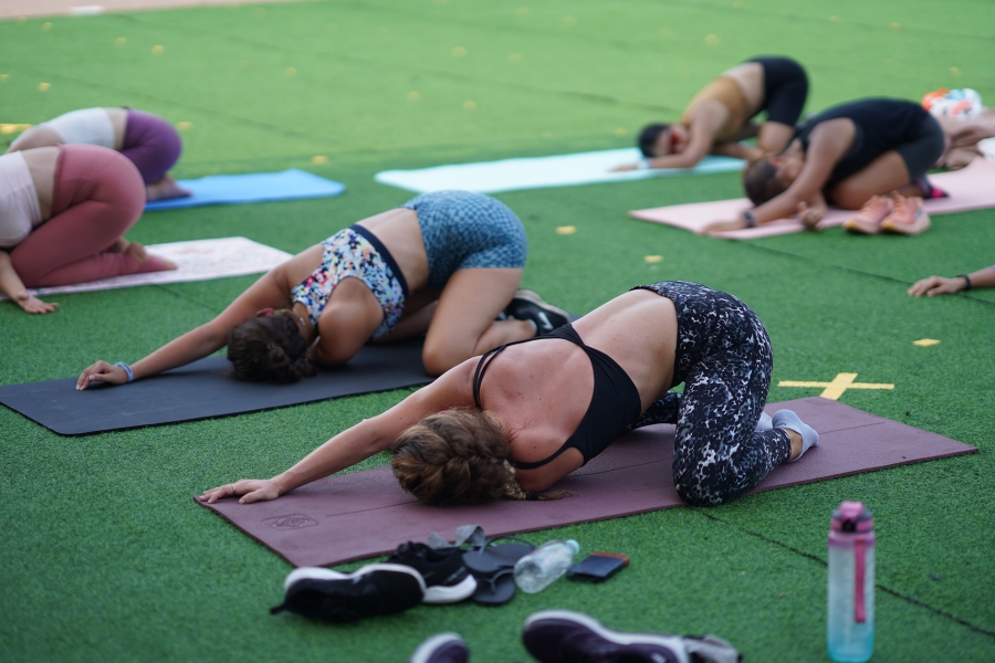 yoga class at Fit & Well Festival 2022