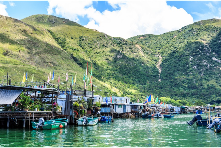 stilthouses and canal in tai o fishing village