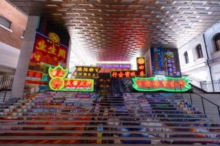 Tai Kwun’s Vital Signs Exhibition Shines A Light On Hong Kong’s Neon Heritage Consererved neon signs will be displaying on the Laundry Steps at Tai Kwun