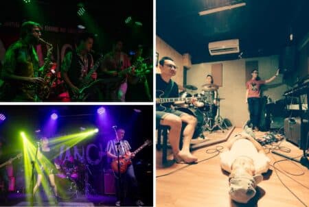 LKF Summer Beat Music Festival 2023: Street Festival In Lan Kwai Fong With 100+ Beers & Live Music, From July 29-30 A collage showing three of the bands that will perform at the LKF Summer Beat Music Festival 2023. Clockwise from top left: Funkee Tung, Spirit of 77, and Nitrate