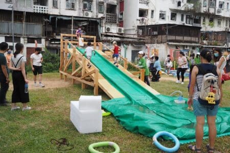 Smart pop-up playground for 2 in Hung Hom Hong Kong will have a 5-metre-high water slide