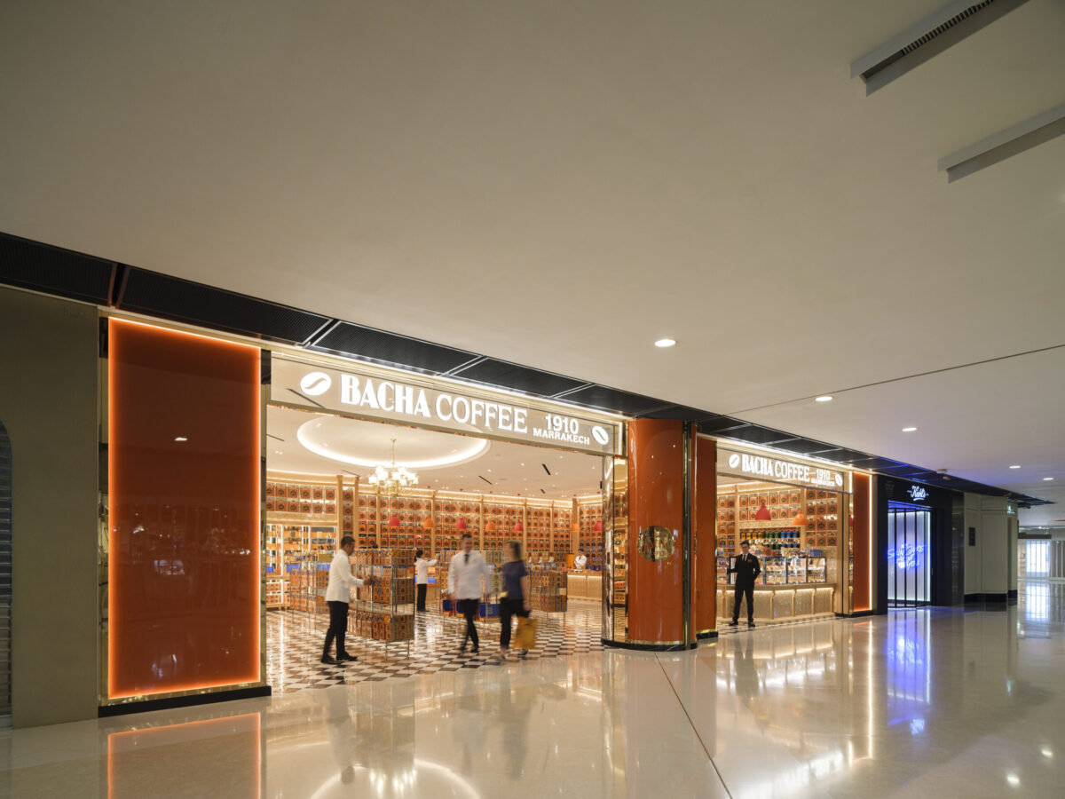 The exterior of the new Bacha Coffee outlet in ifc mall Hong Kong.