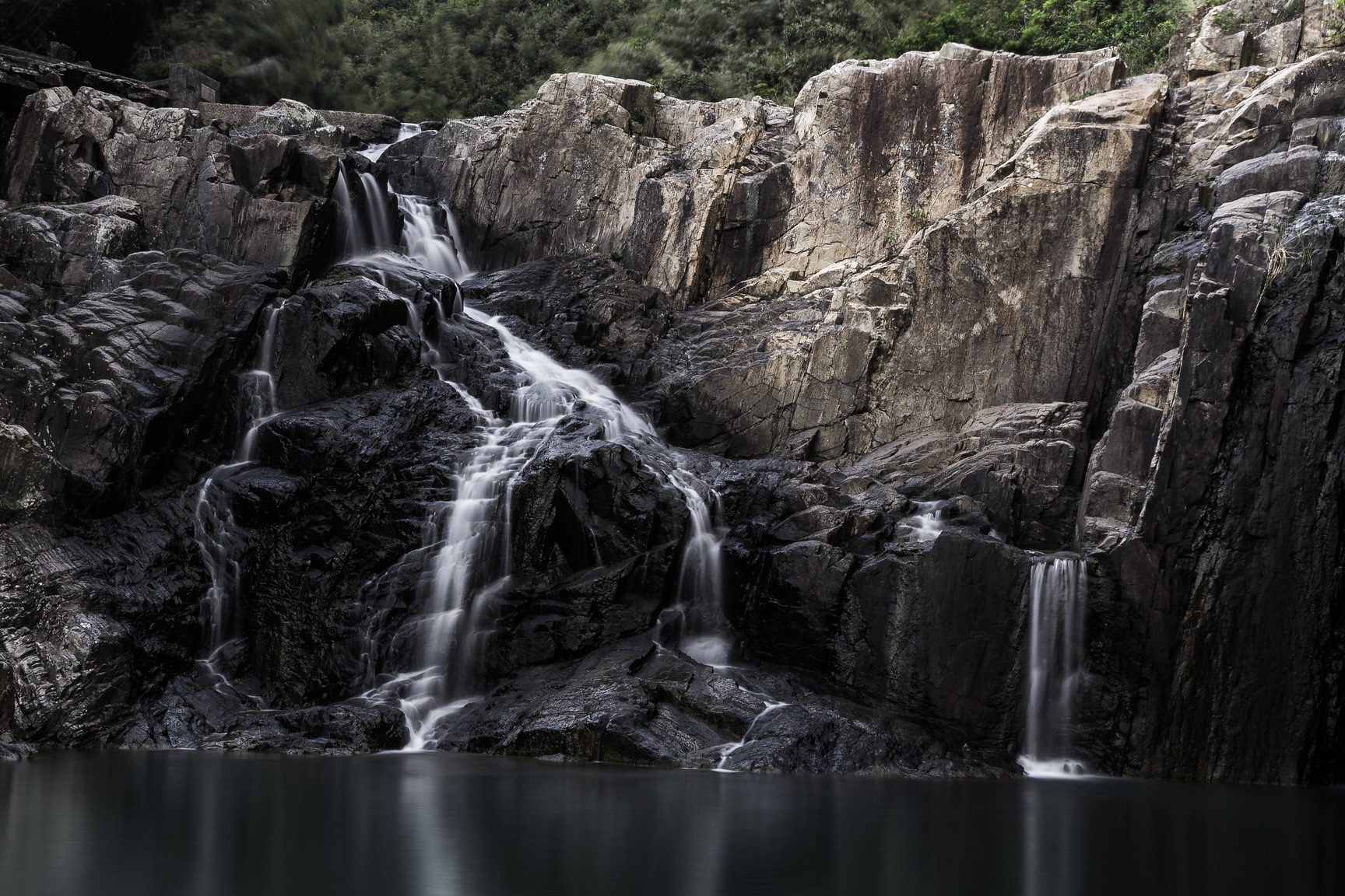 The cascading waterfall of Sheung Luk Stream in Sai Kung East Country Park.