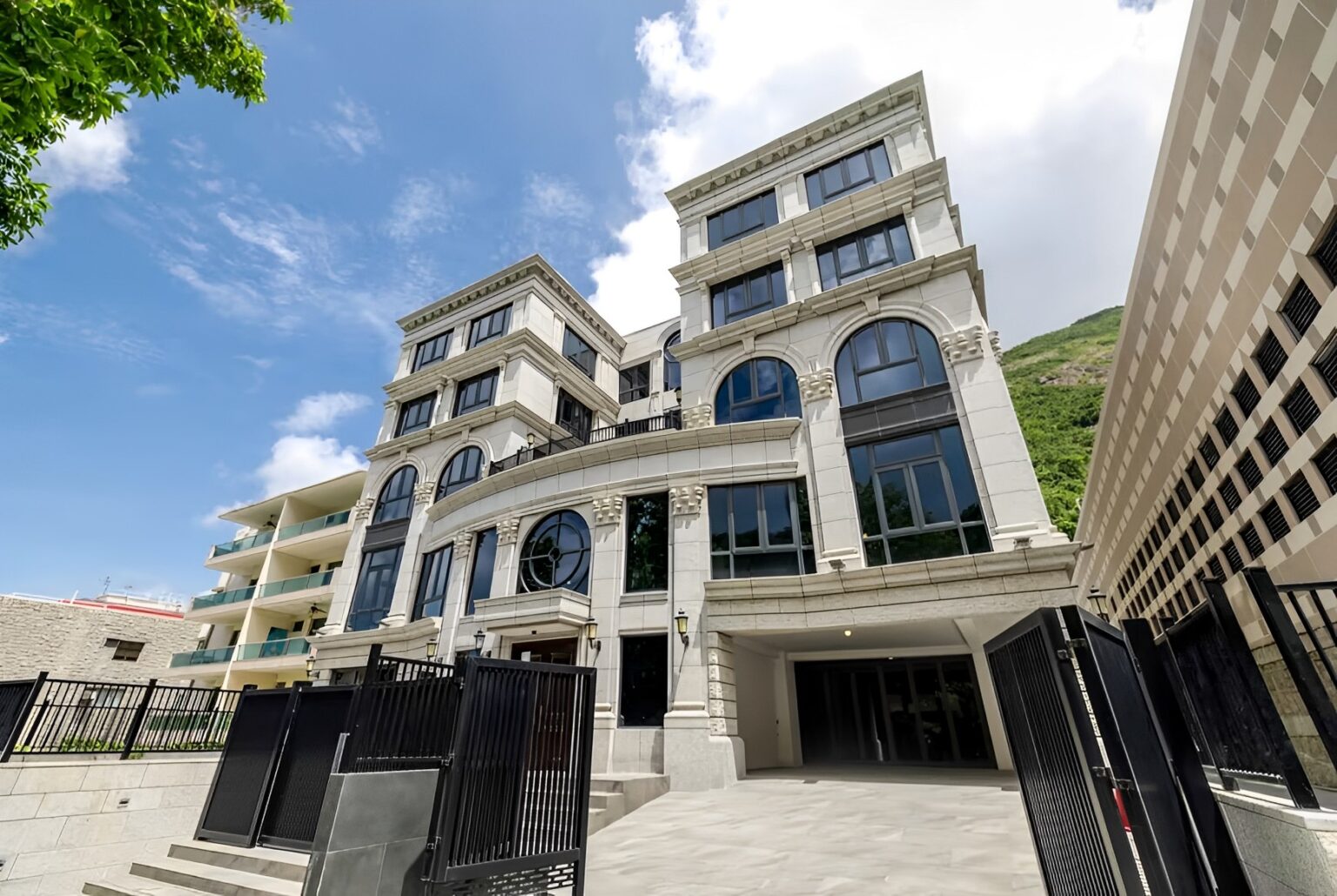 The entrance to a five-storey townhouse in Repulse Bay in Hong Kong.