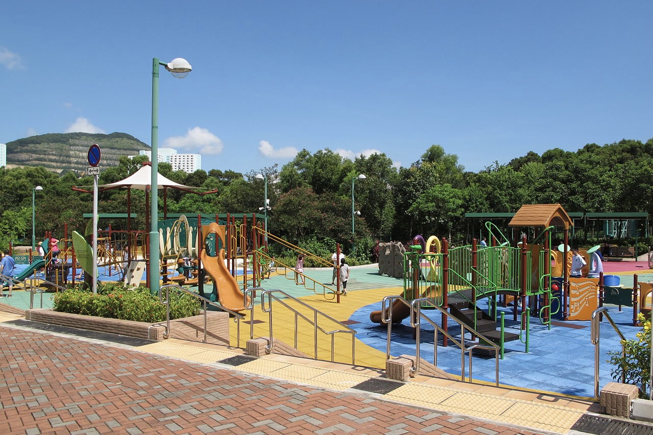 there are two large playgrounds in jordan valley park with a wide variety of play equipment