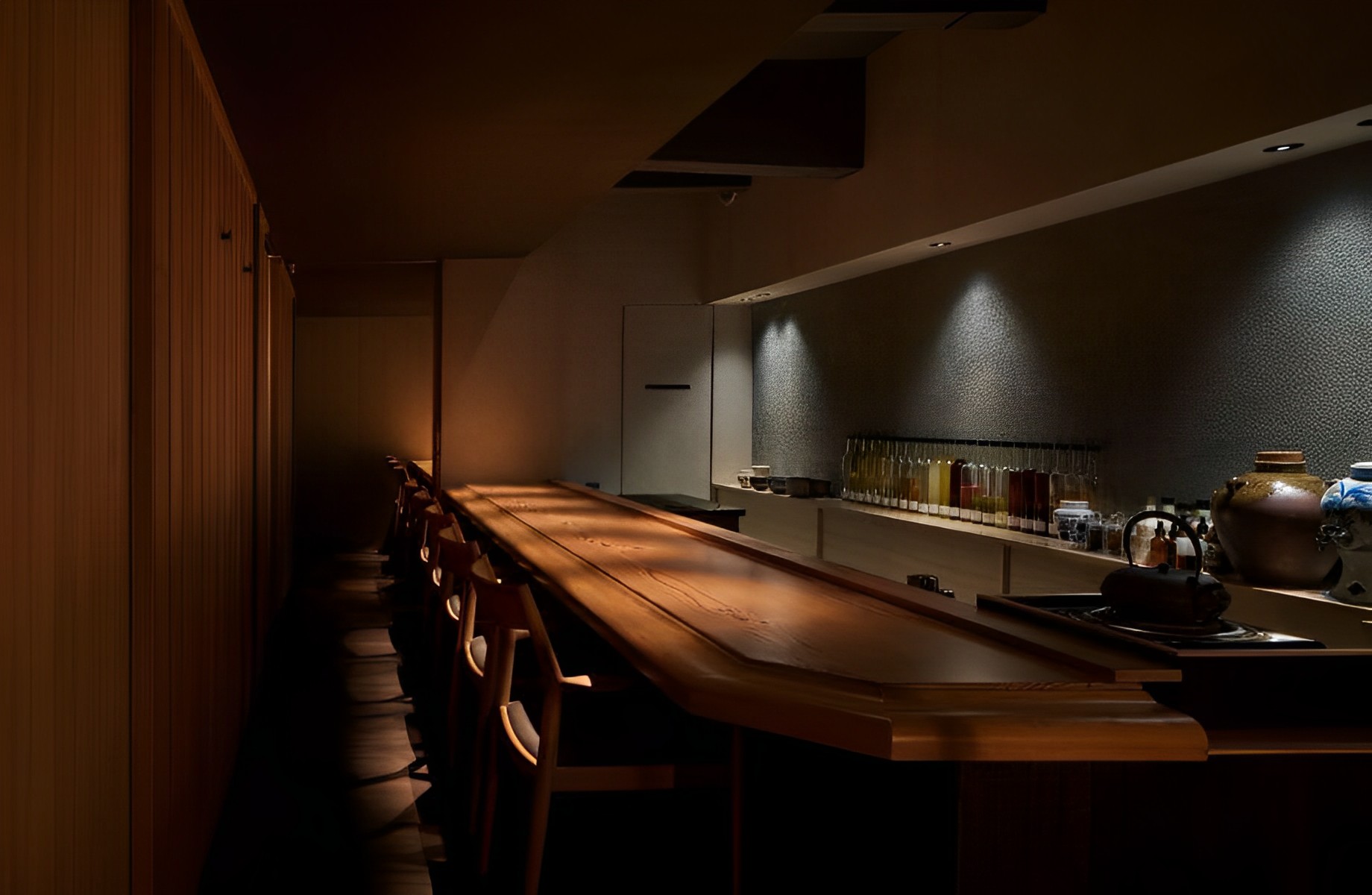 The imported wood bar at Mizunara: The Library is a reference to its Ginza bar influences.