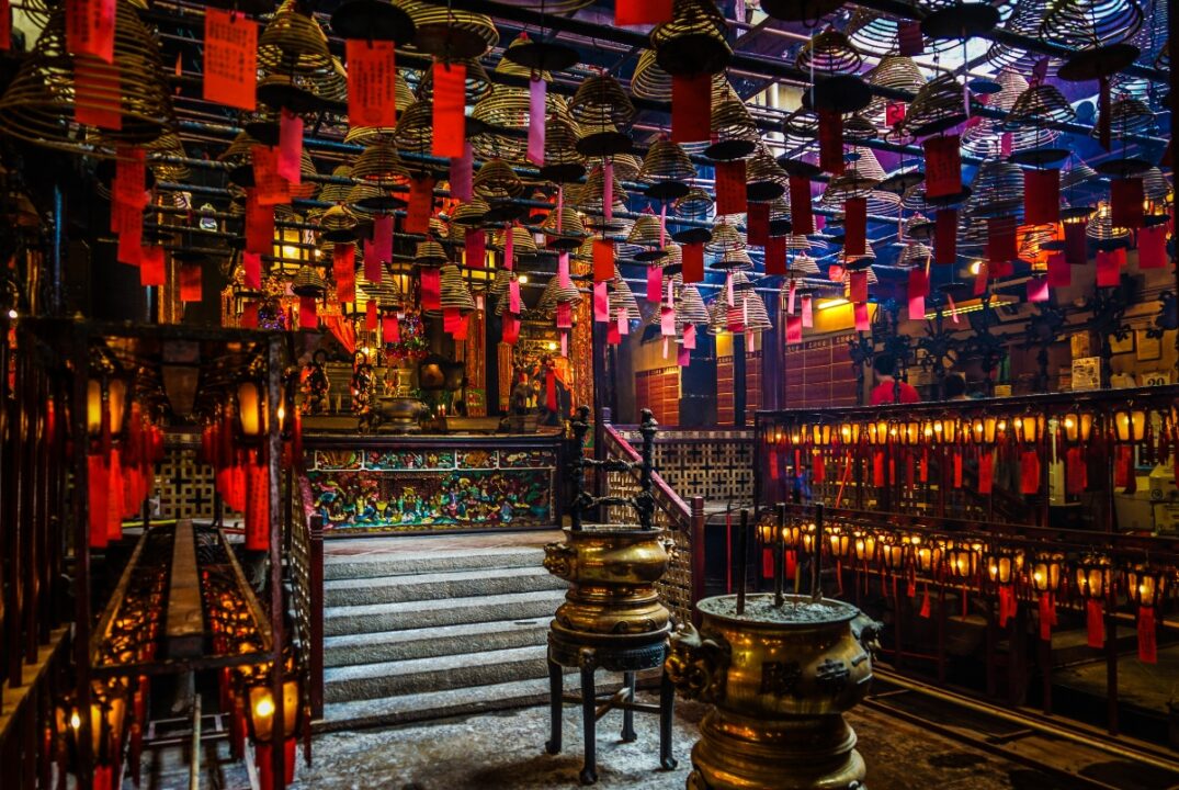 the interiors of man mo temple hong kong