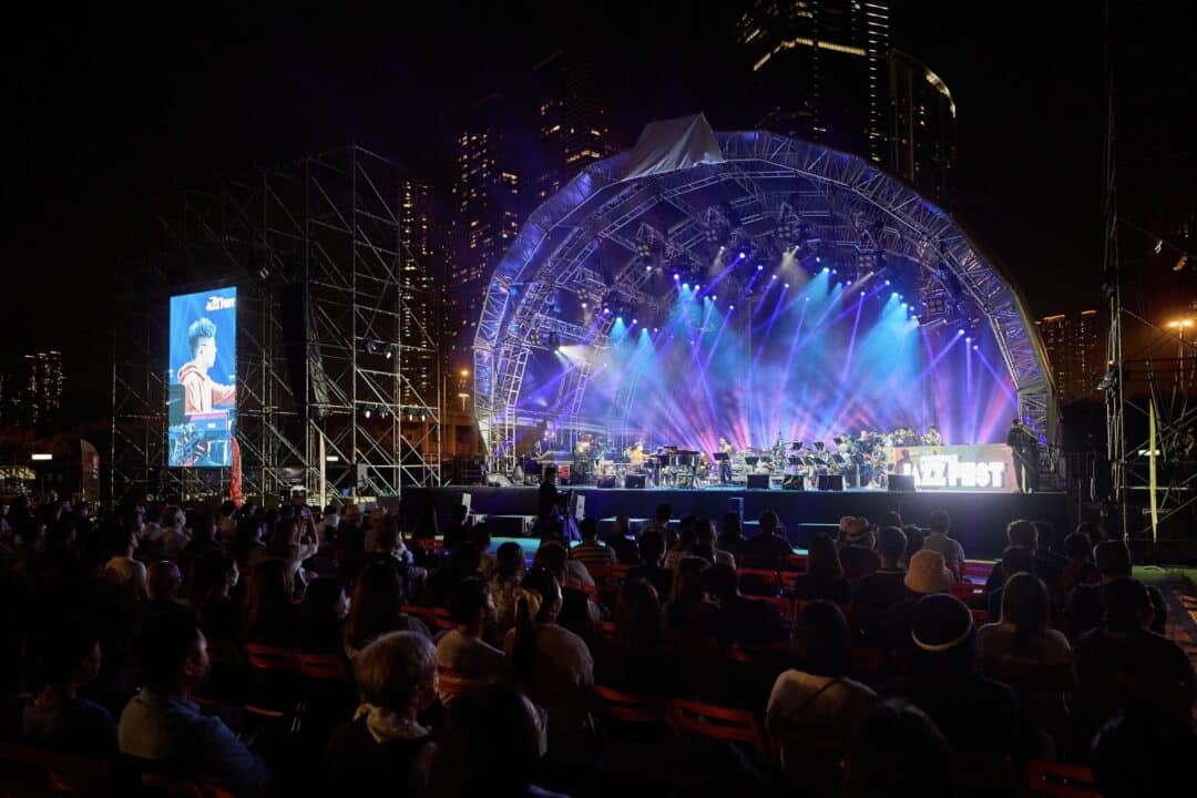 a nighttime concert at freespace jazz fest in hong kong