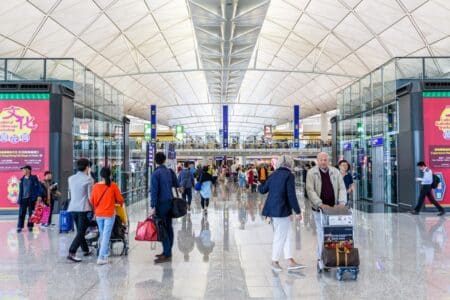 Hong Kong Wins 5 World Travel Awards, Including Asia’s Leading Airport & Cruise Port passengers at the departure hall in hong kong international airport