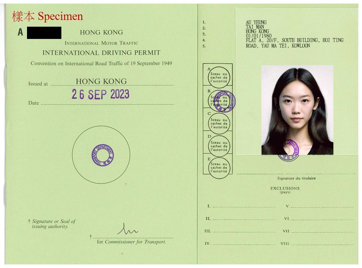 a sample of an International Driving Permit obtained via an online application