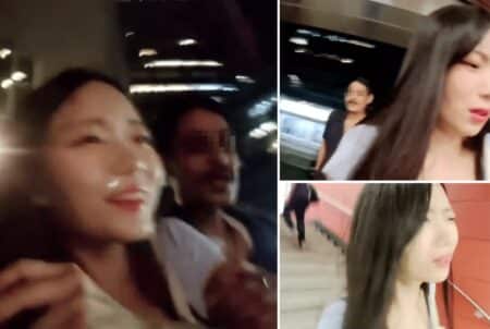 Twitch Streamer Assaulted At Central MTR Station During Live Broadcast, Attacker Arrested a collage showing a woman being assaulted in a train station in hong kong