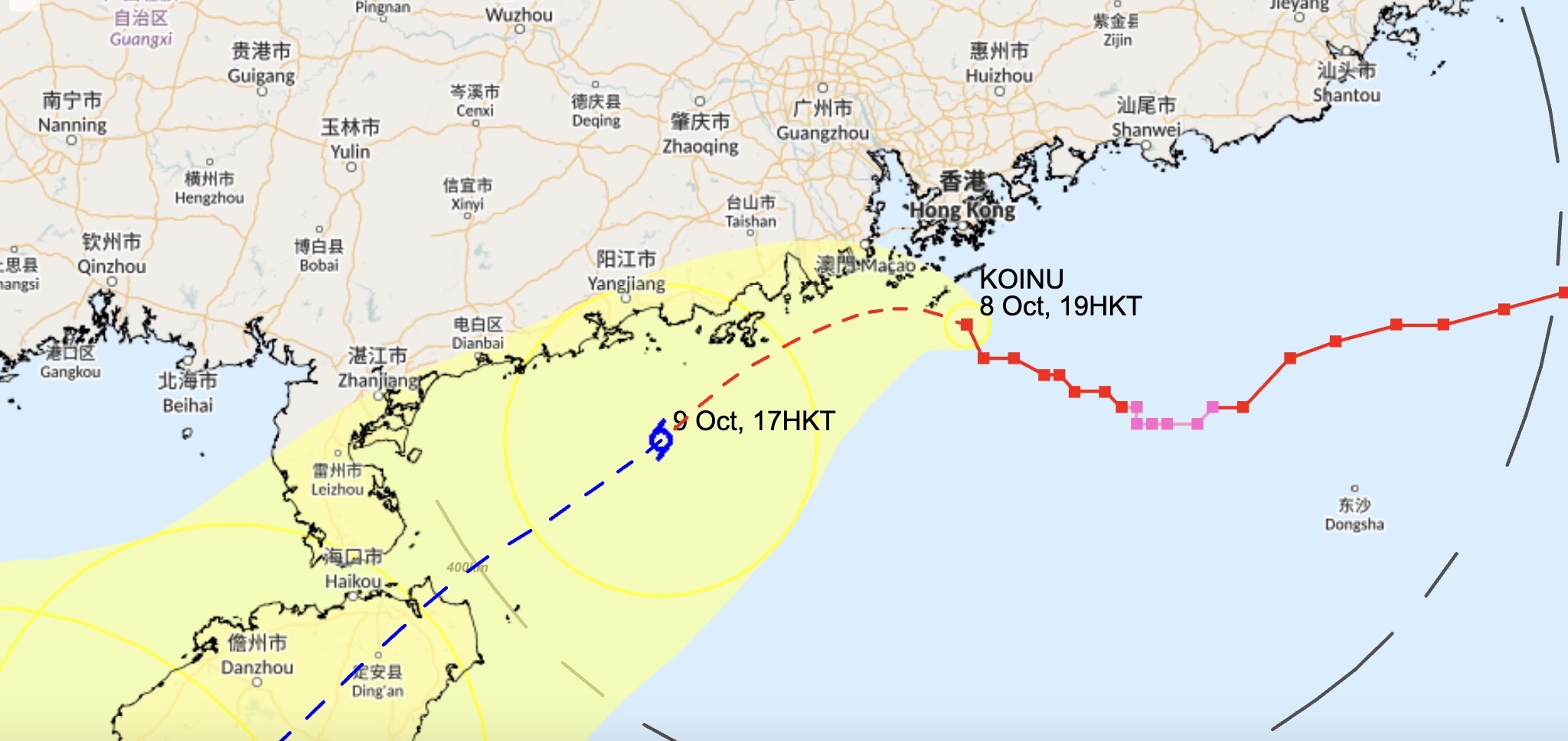 current track of typhoon koinu