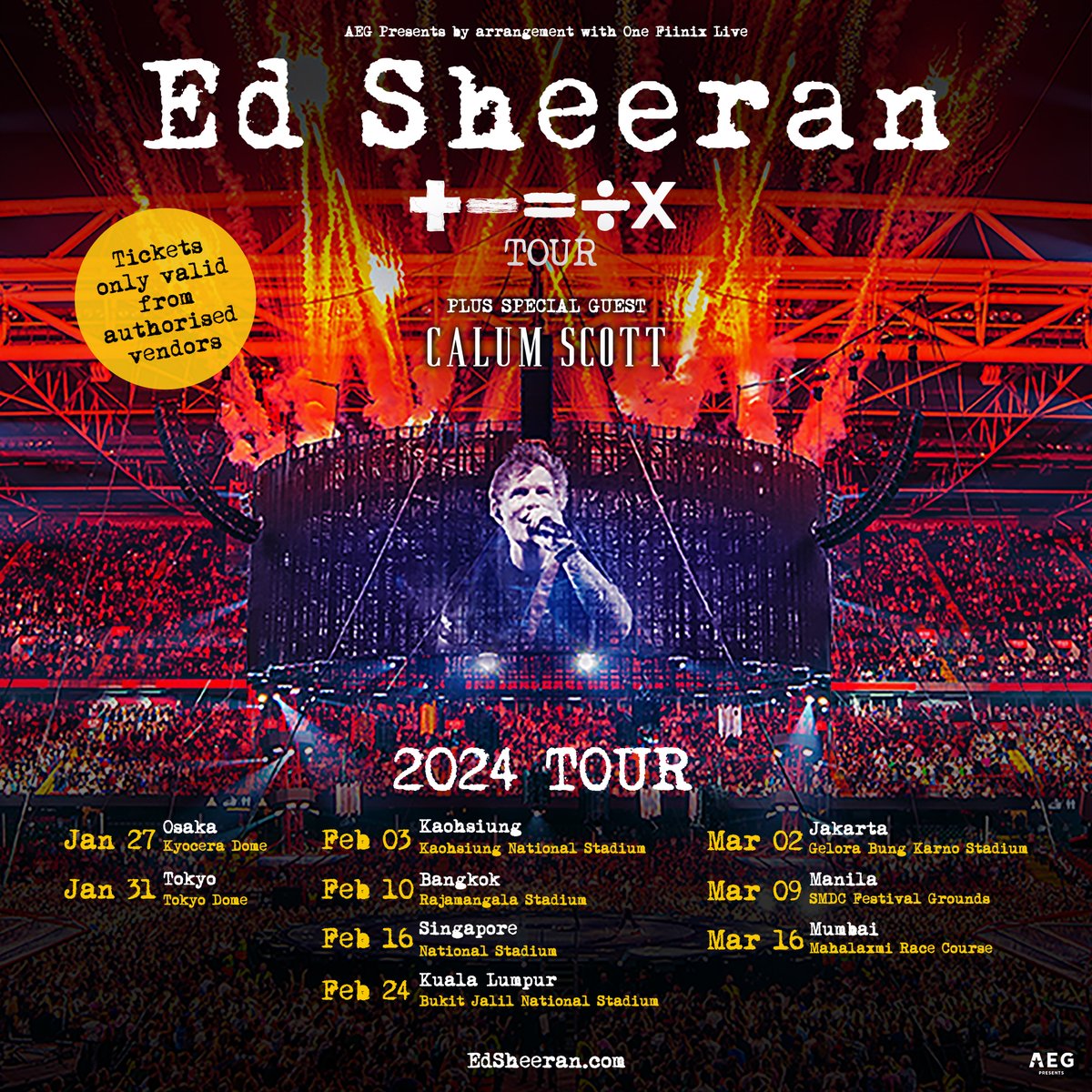 Ed Sheeran 2024 Tour Asia Aimil Auberta