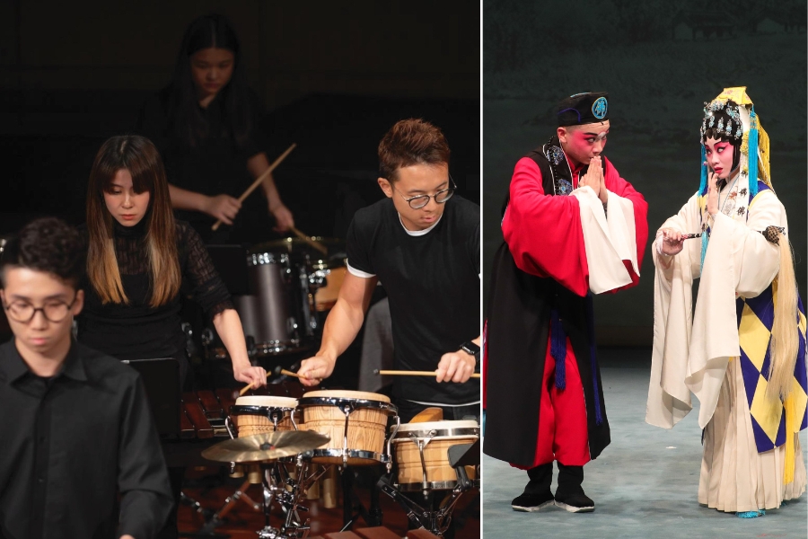 a band performance and a chinese opera performance