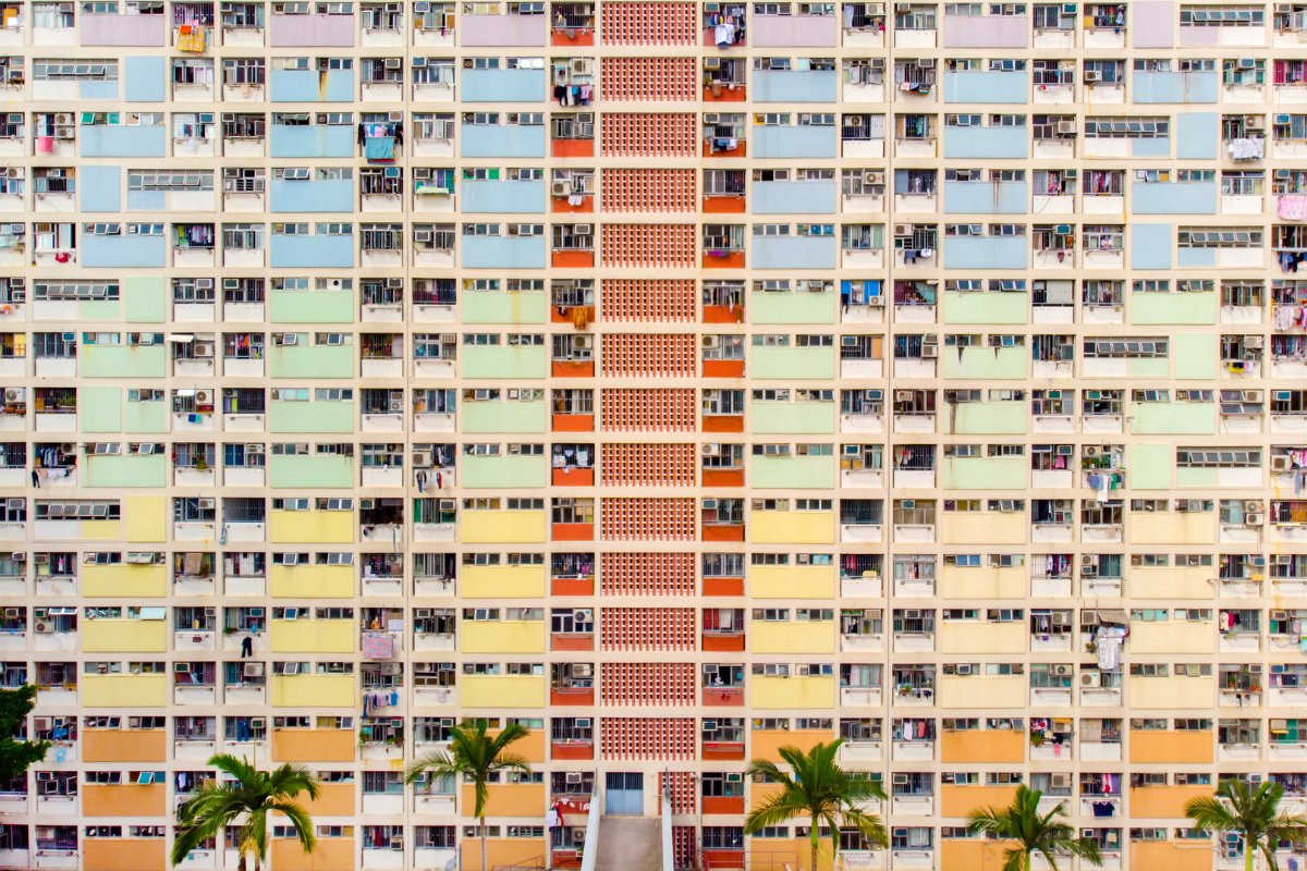 The colourful facade of Choi Hung Estate