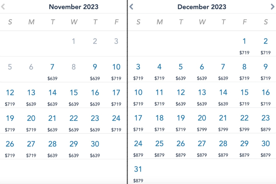 hong kong disneyland park calendar november 2023 and december 2023