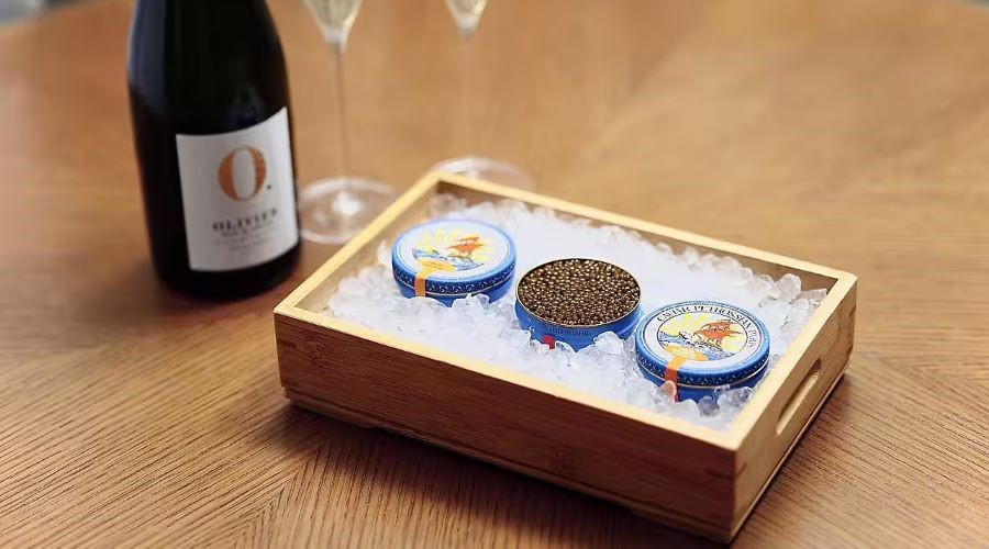 Exclusively selected caviars serve with champaign