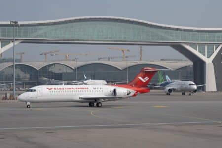 arj21 and c919 aircraft land in hong kong