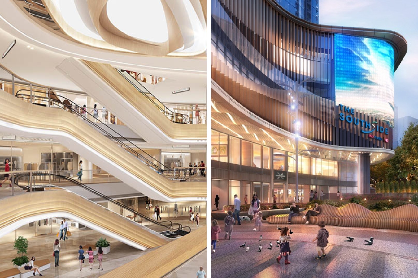 exteriors and interiors of the southside hong kong mall