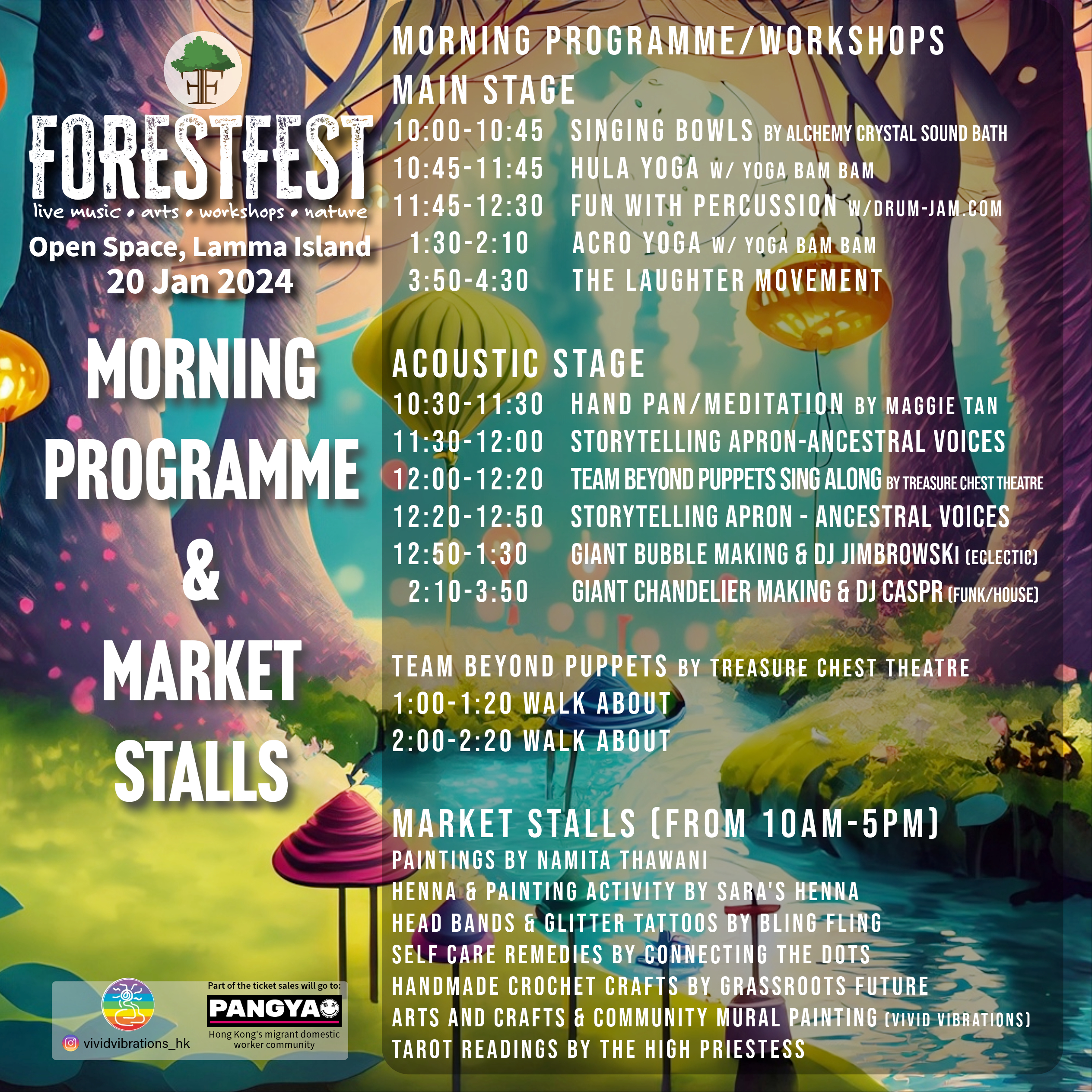 forestfest morning programme and market stalls lineup