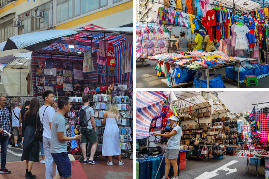 The Ladies' Market stretches along the entirety of Tung Choi Street in Mong Kok.