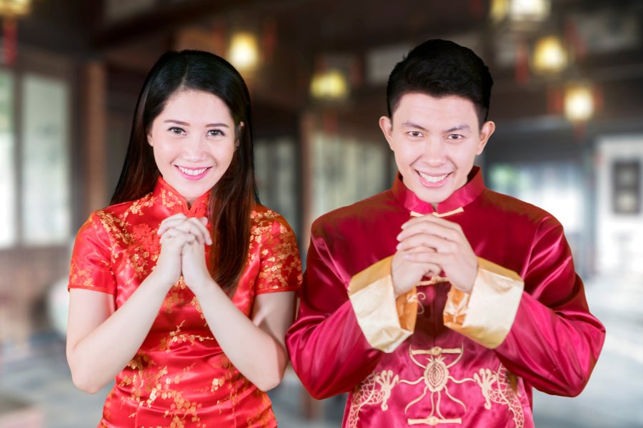 red gold chinese new year outfits