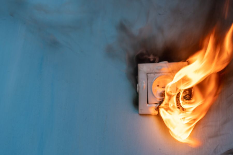 Apartment fire caused by electrical outlet faults