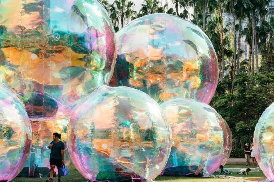 westk funfest rainbow bubble art installations childrens theatre and performances at west kowloon