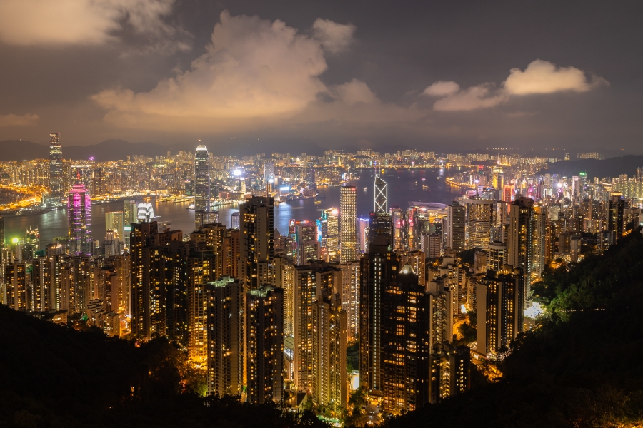 view from hong kong victoria peak at night