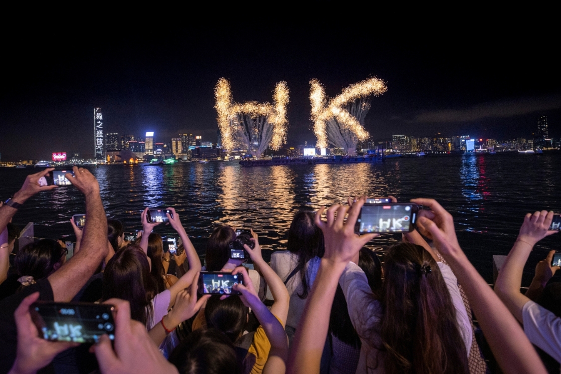 hong kong hk monogram fireworks display