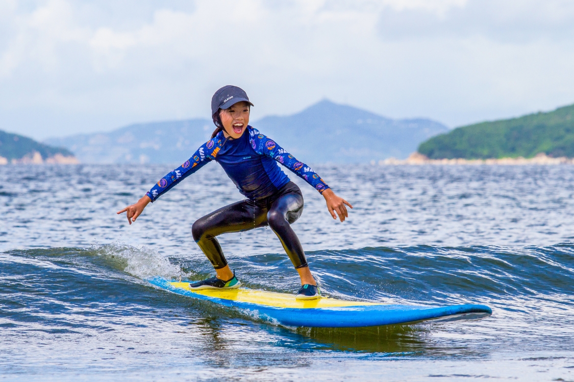 a child surfing