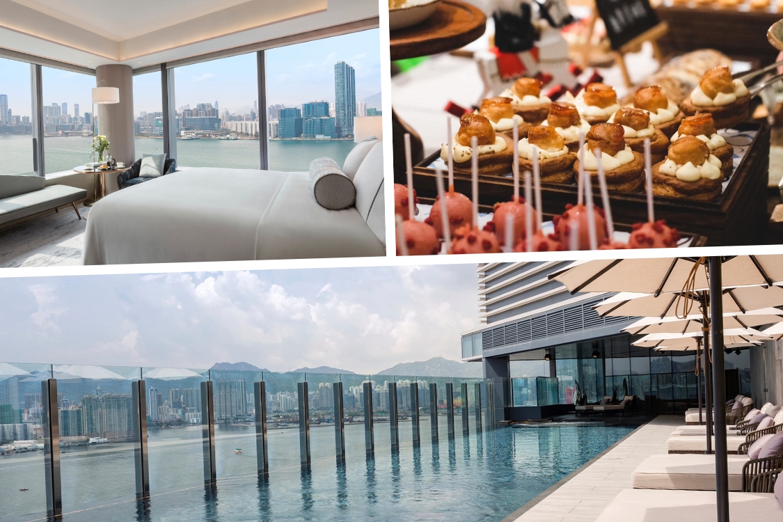 hyatt centric north point room, buffet, and rooftop infinity pool