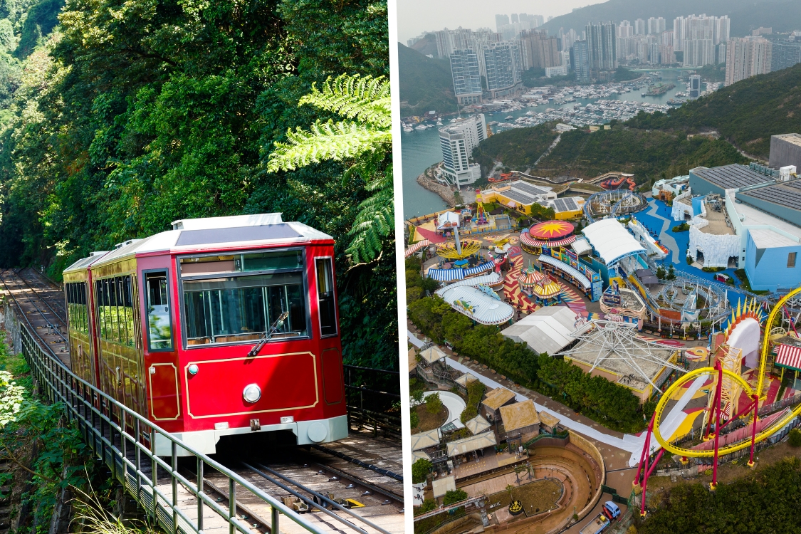 hong kong peak tram and ocean park