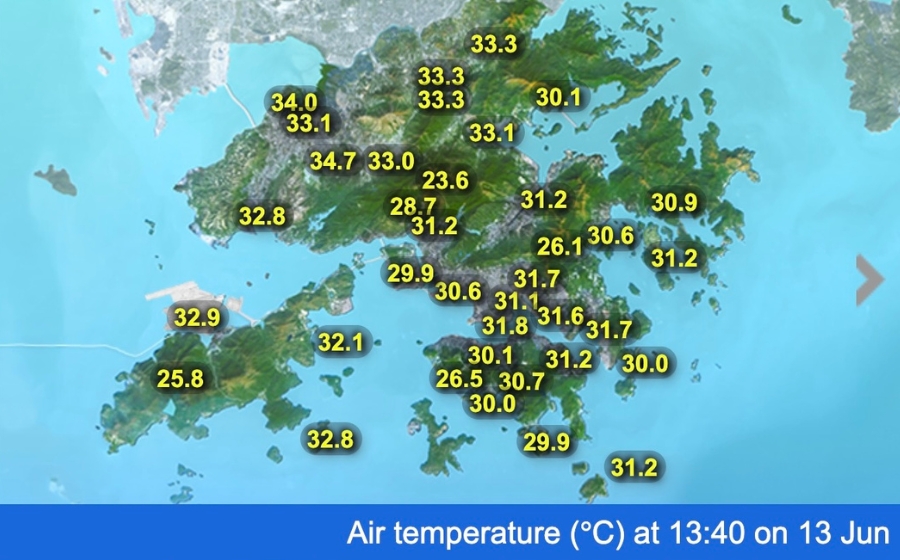 hong kong temperatures june 13 2024