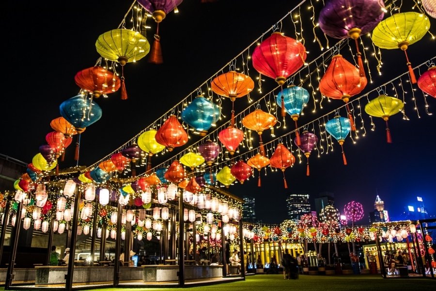 lantern display at east coast park precinct in north point