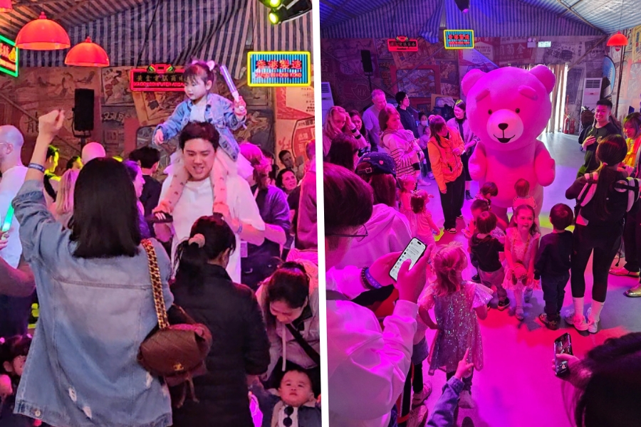 baby rave with parents and kids dacning together