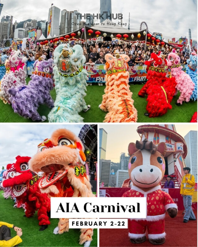 lion dance and horse mascot at AIA carnival