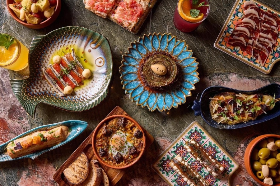 a table of dishes from new restaurant La Ramble in central