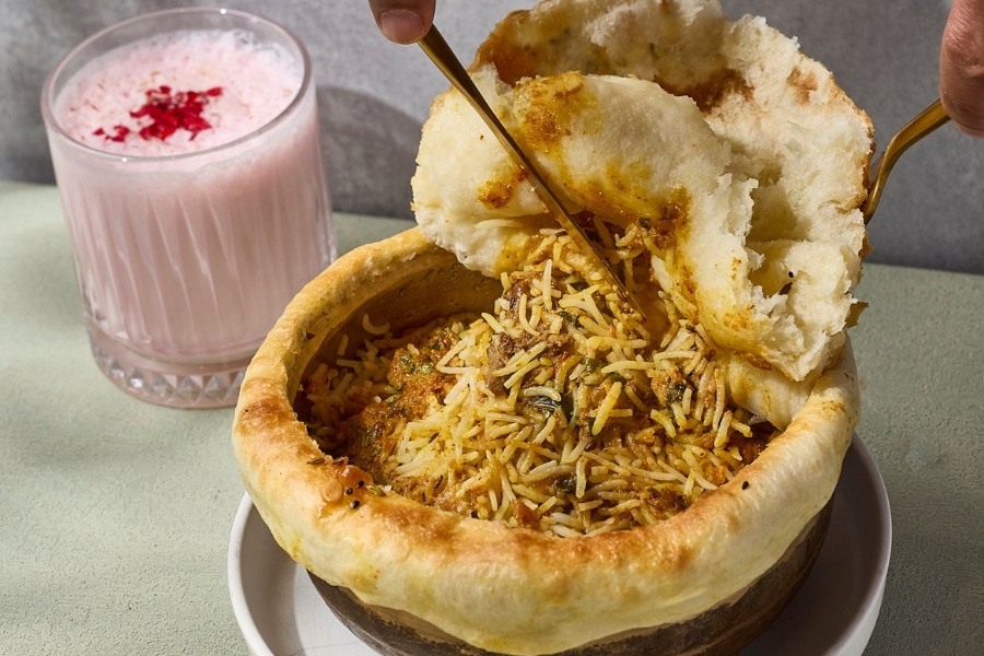 a close up of lamb shank biryani at new restaurant spice bazzar in tsim sha tsui