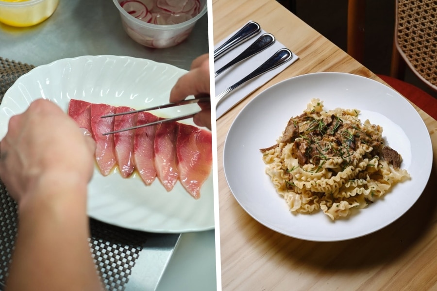 the tune crudo and beef Genovese at tabia new restaurant in central