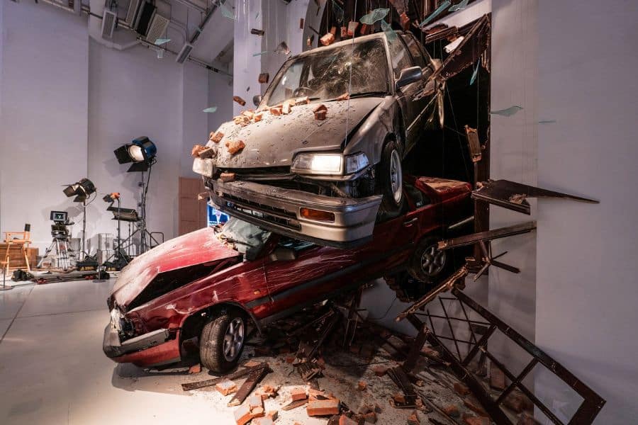 shooting in action installation at undercover underworld exhibition in tai kwun, central