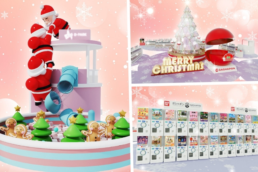 christmas ballpit christmas tree and capsule machine at bandai gashapon festival