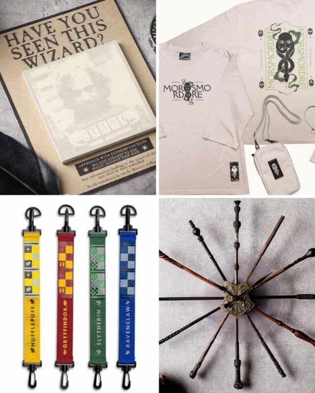 Exclusive Harry Potter merchandise on display at the Mahou Dokoro pop-up in APM