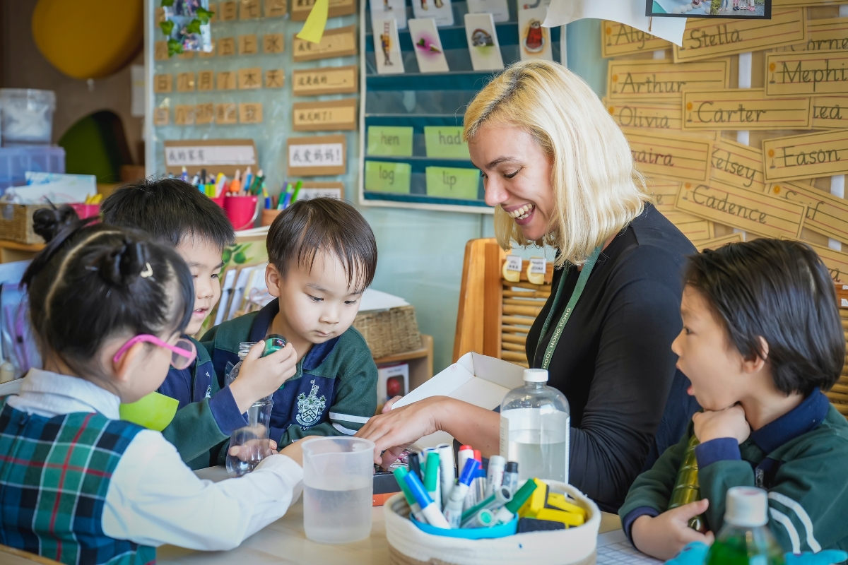 malvern pre school teacher with students