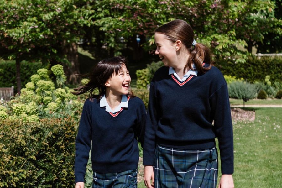 two students walking at the st mary calne school campus