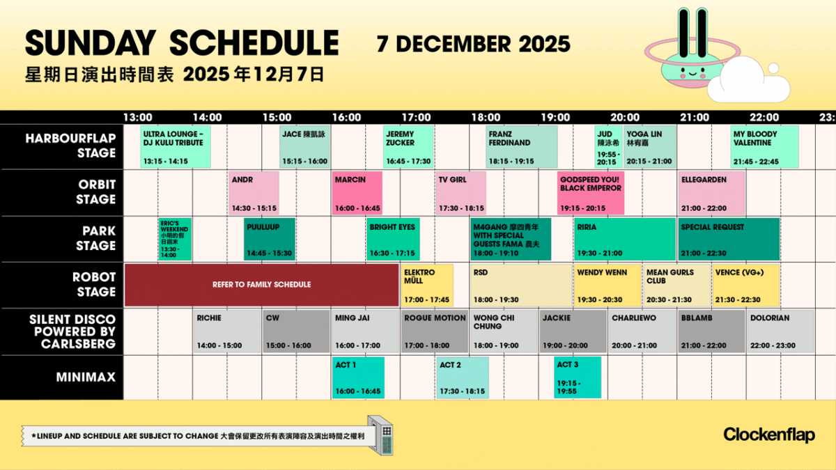 clockenflap 2025 sunday schedule