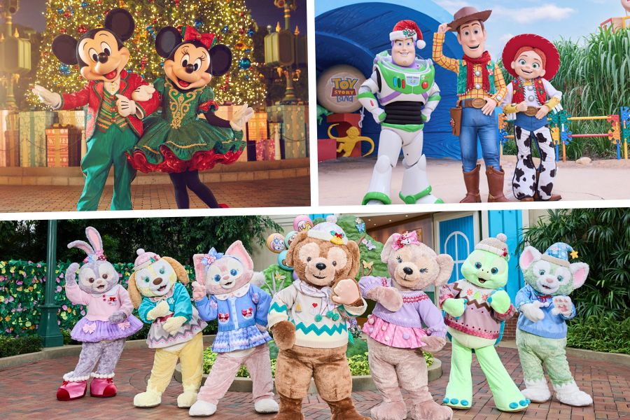 Disney characters with special Christmas outfits (© Hong Kong Disneyland)