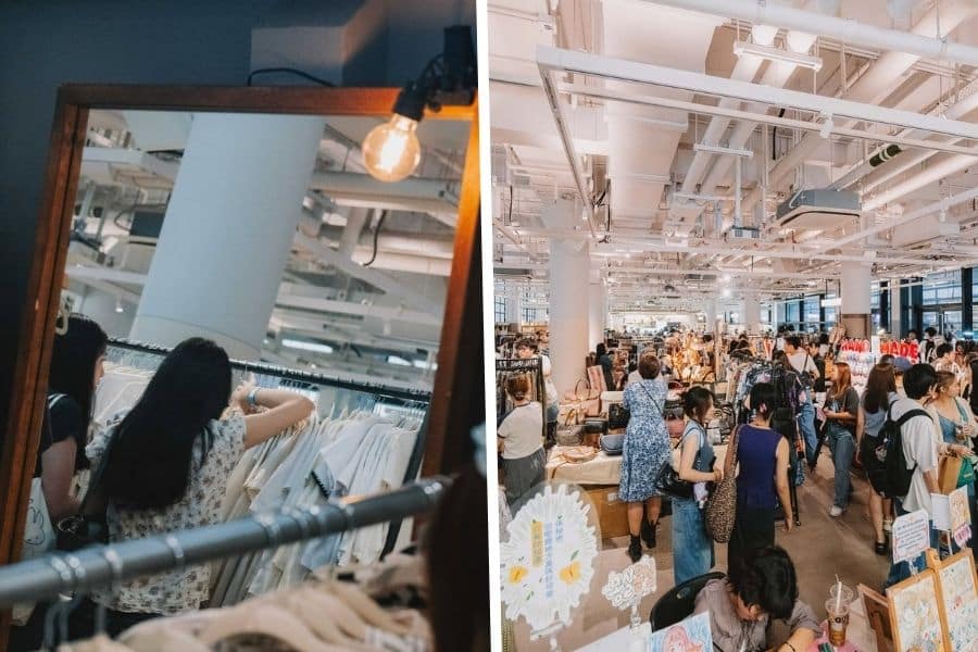 picking clothes at obg swap party and their christmas market at central market