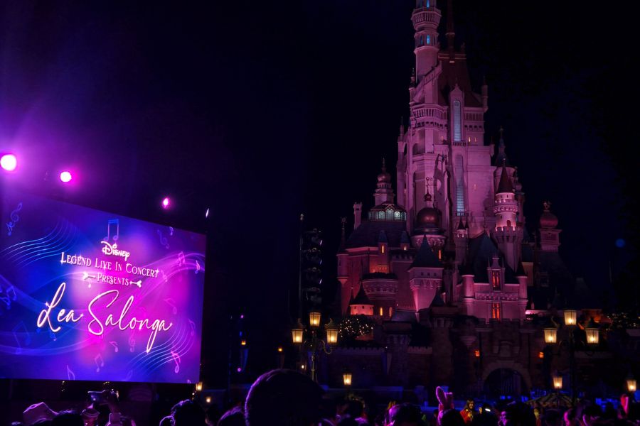 Disney Legend Live in Concert screen featuring Lea Salonga with the Castle of Magical Dreams in the background (The HK HUB)