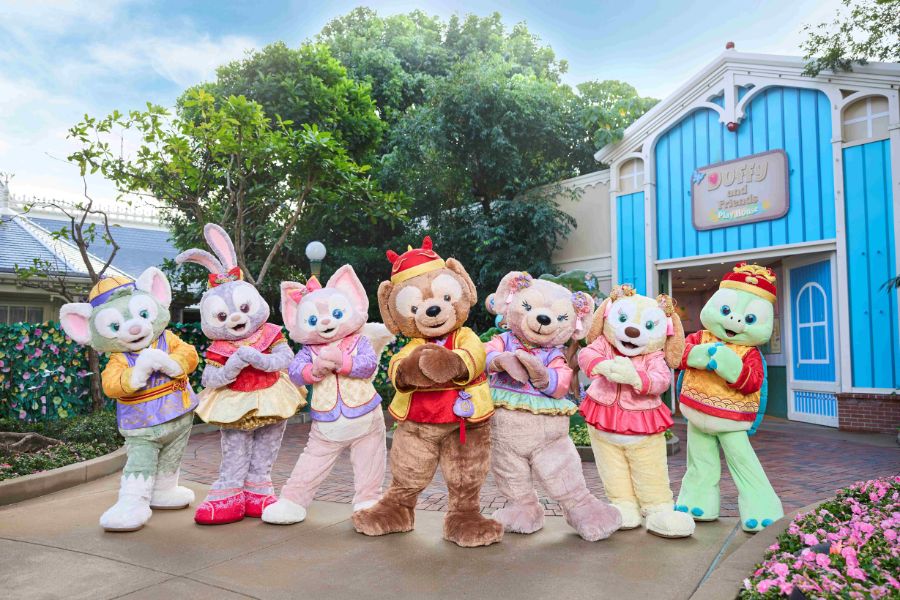Duffy and Friends wearing Lunar New Year costumes